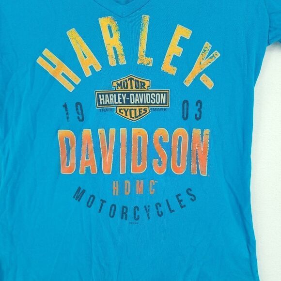 Harley Davidson XS V-neck Black Widow T-shirt - Picture 3 of 8